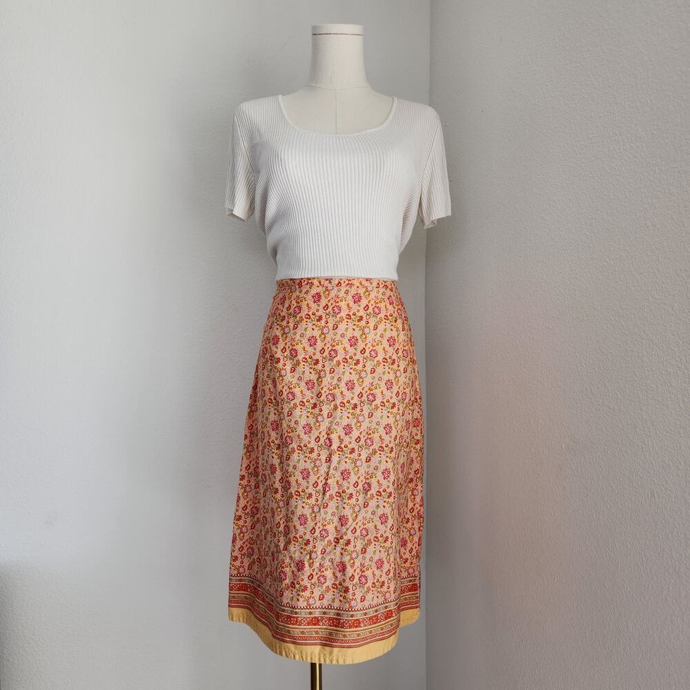 Vintage Faded Glory Floral Paisley Patterned Midi Pencil Skirt M - Picture 1 of 13